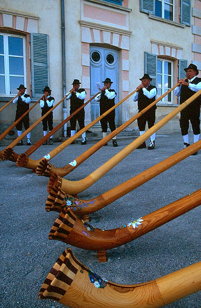 Alpine horn players, Chteau de Charance, Gap.