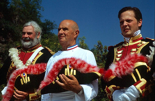 Master chef Paul Bocuse, in Napolonic attire, at the Chteau de Vizille.